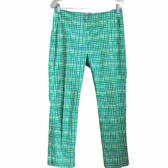 Prada Blue Green Checkered Cropped Pants